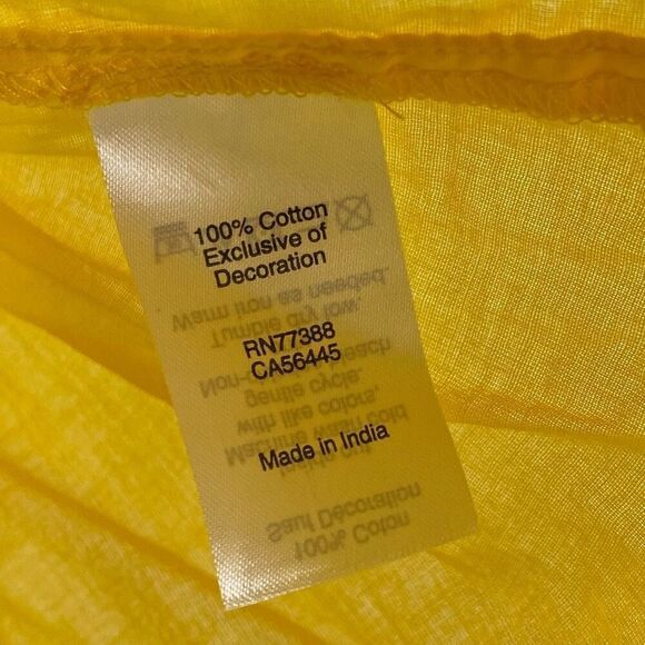 J. Crew Yellow & White Cross Stitch Embroidered Peasant Peplum Blouse Top Size 2 - Picture 6 of 7